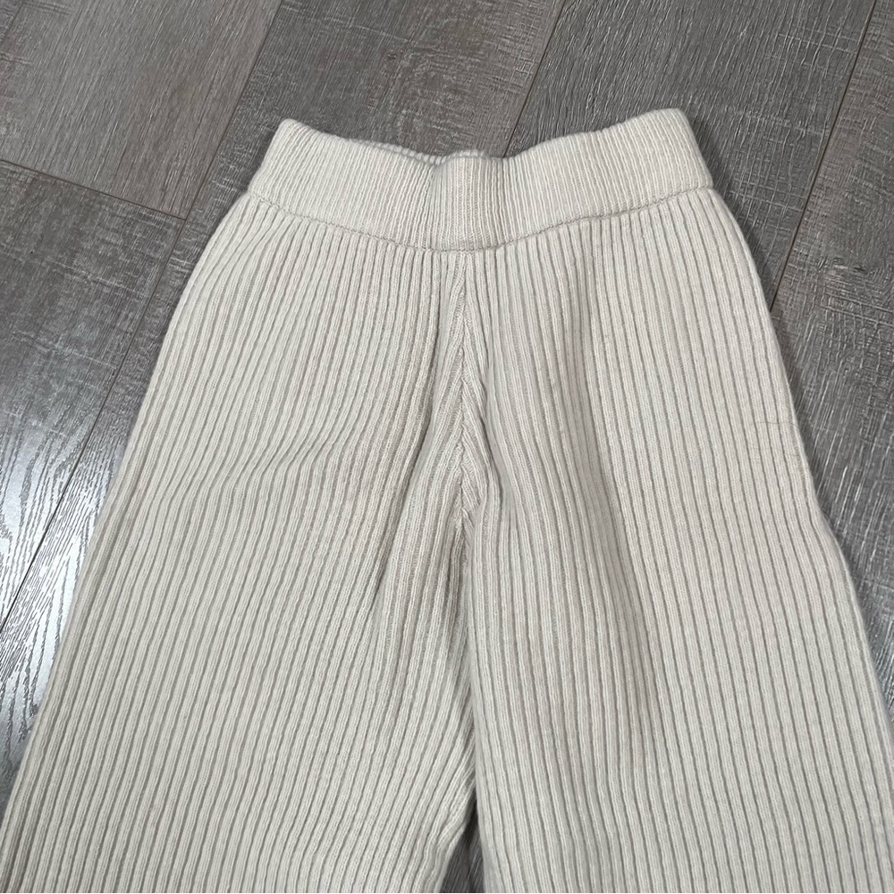 MANIERE Wide Leg Rib Knit Pant High Rise light beige - Picture 2 of 5